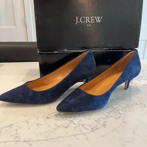 J.Crew Blue Suede Kitten Heels
